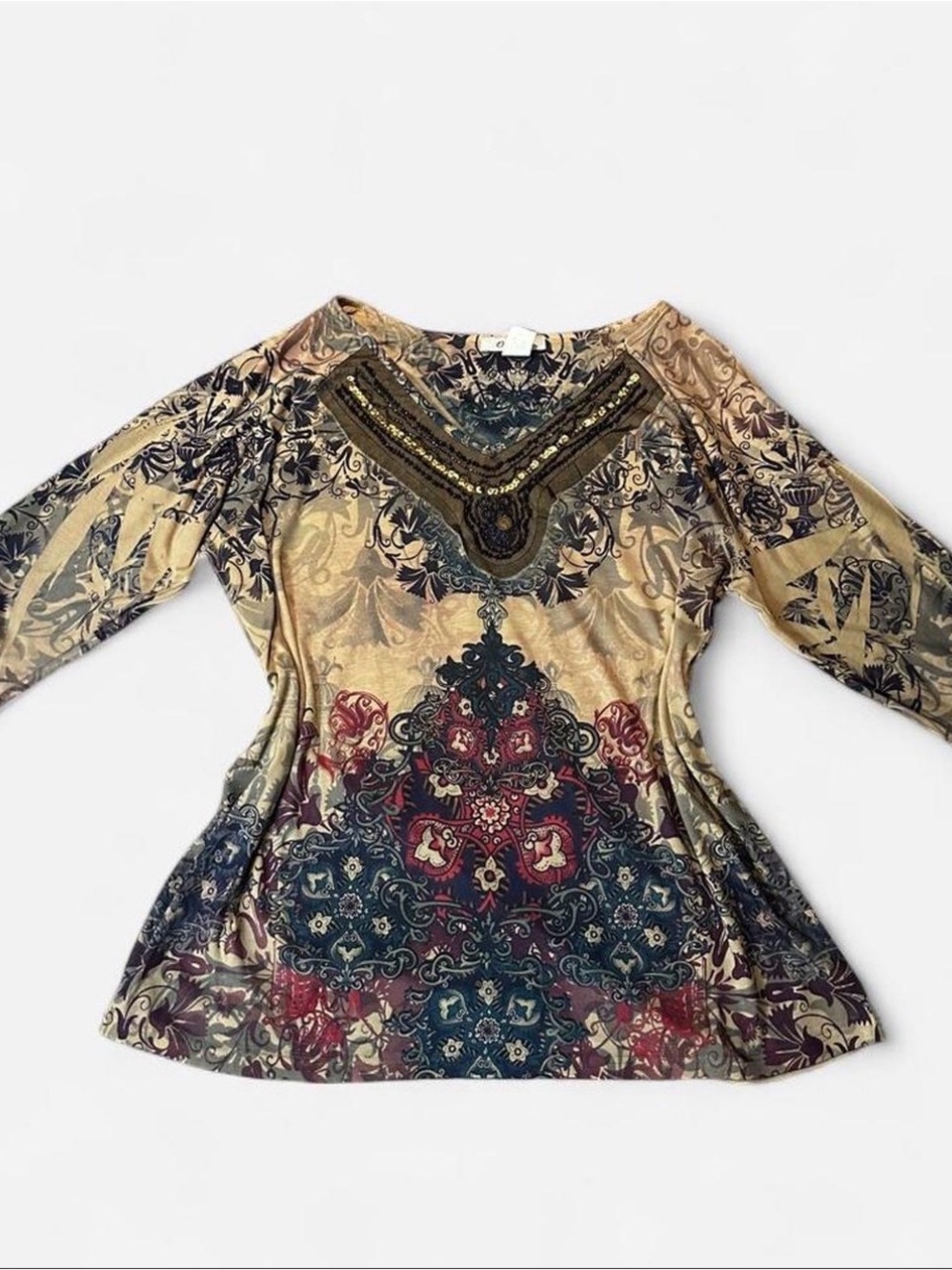 Only 9 Boho Embellished Tunic Top in Size 10/20.